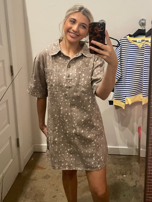 BROWN FAWN DENIM DRESS