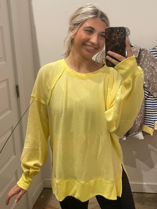 YELLOW/CREAM STRIPED LS TOP