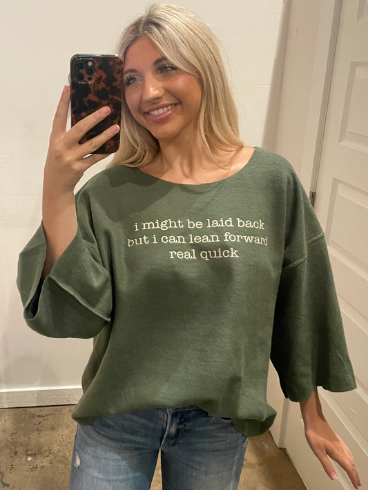 OLIVE ONE SIZE LEAN FORWARD SWEATSHIRT