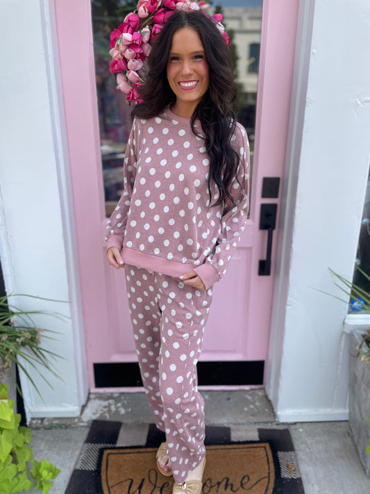 PINK POLK-A-DOT SWEATSUIT