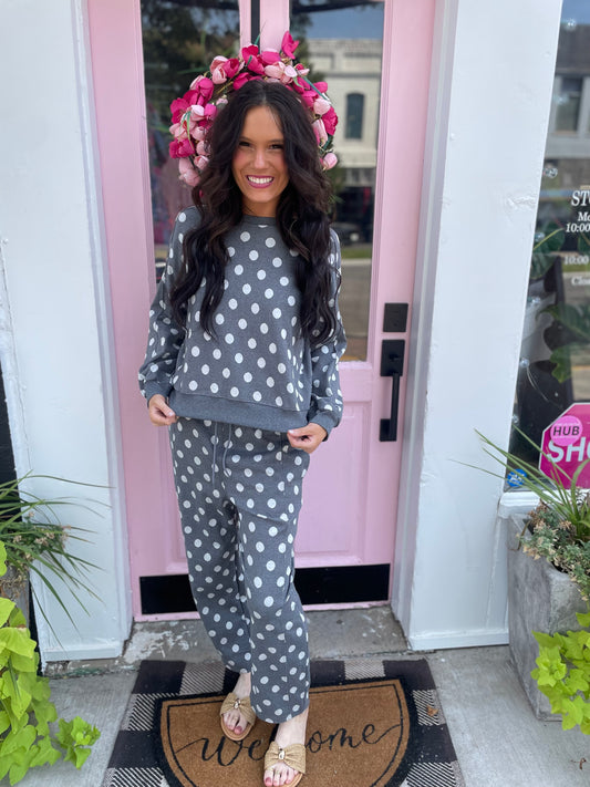 GREY POLK-A-DOT SWEATSUIT