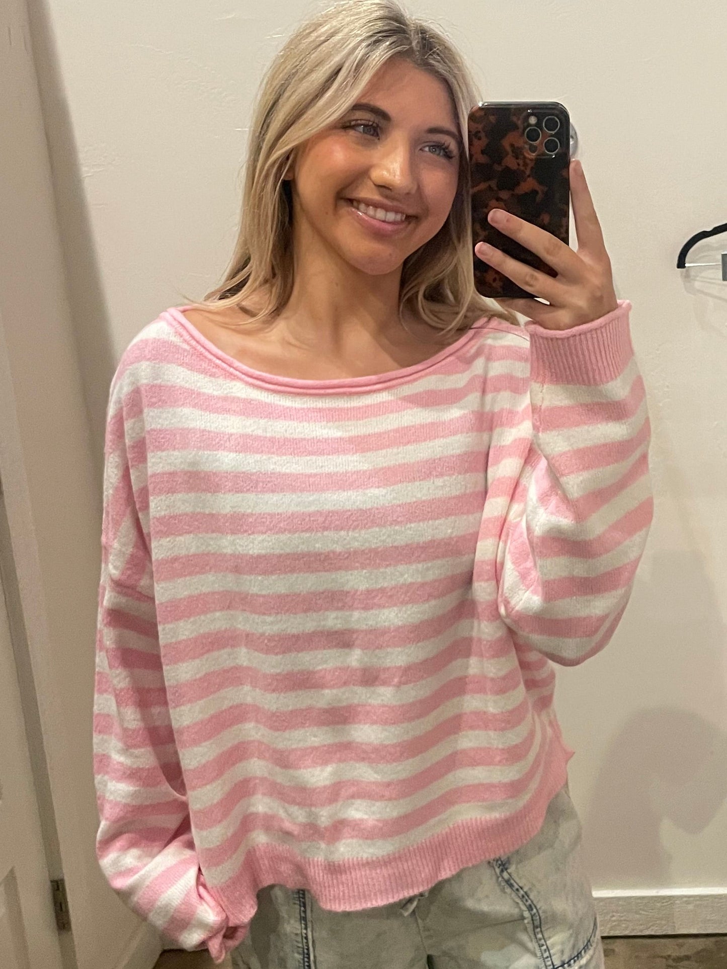 LW PINK STRIPE SWEATER