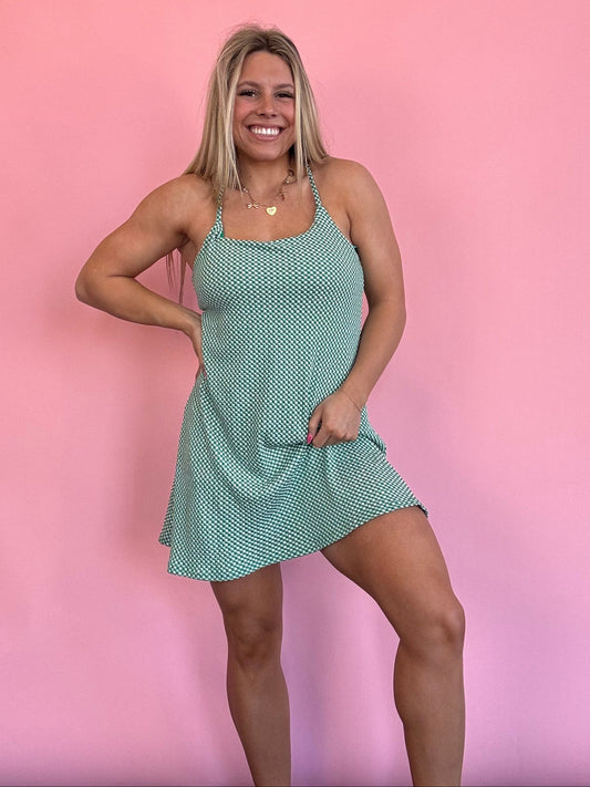 THE CUTEST LITTLE GREEN CHECKED DRESS