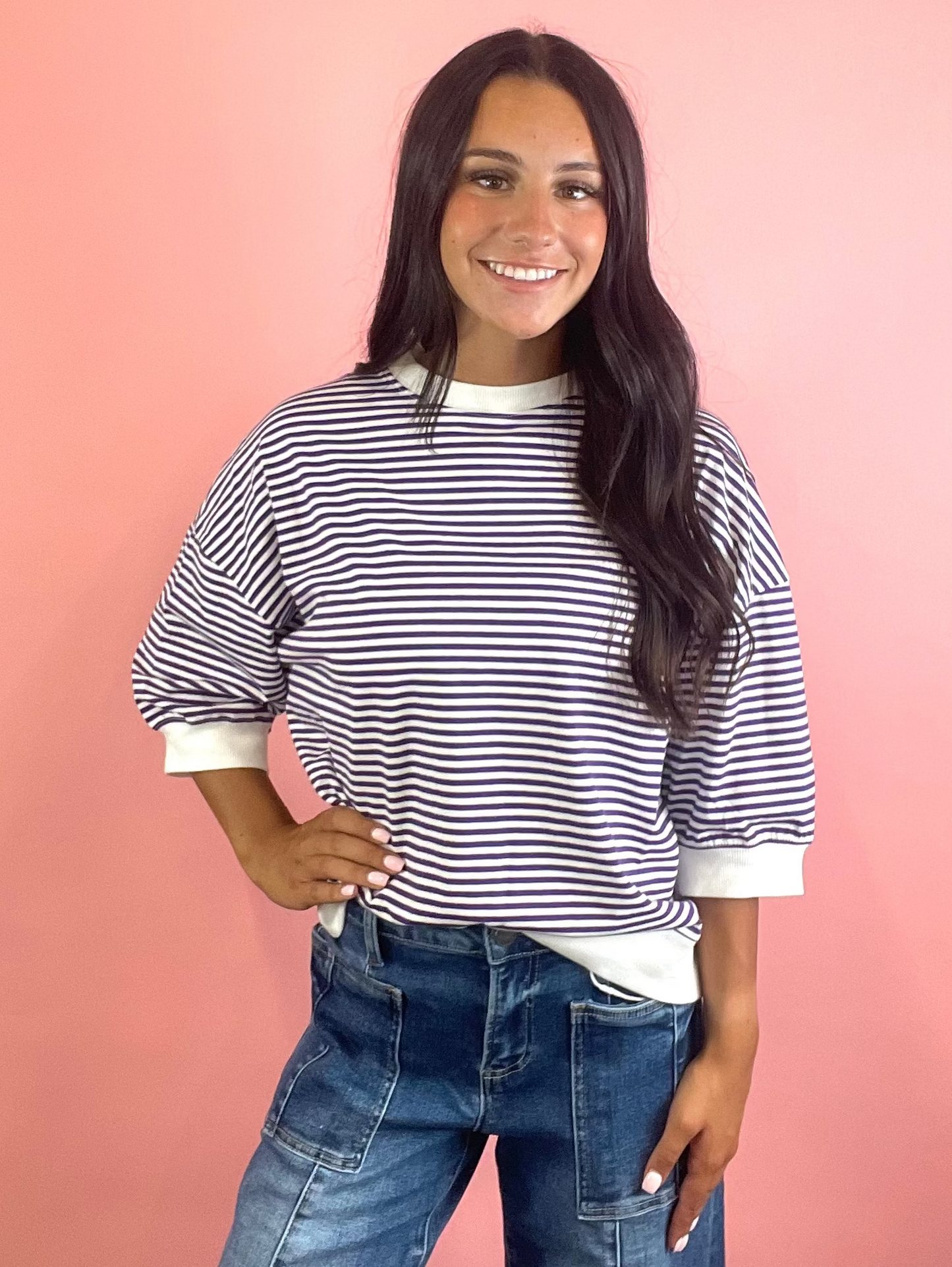 GRAPE/PURPLE FRUIT STRIPED TOP
