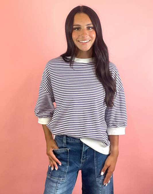 GRAPE/PURPLE FRUIT STRIPED TOP