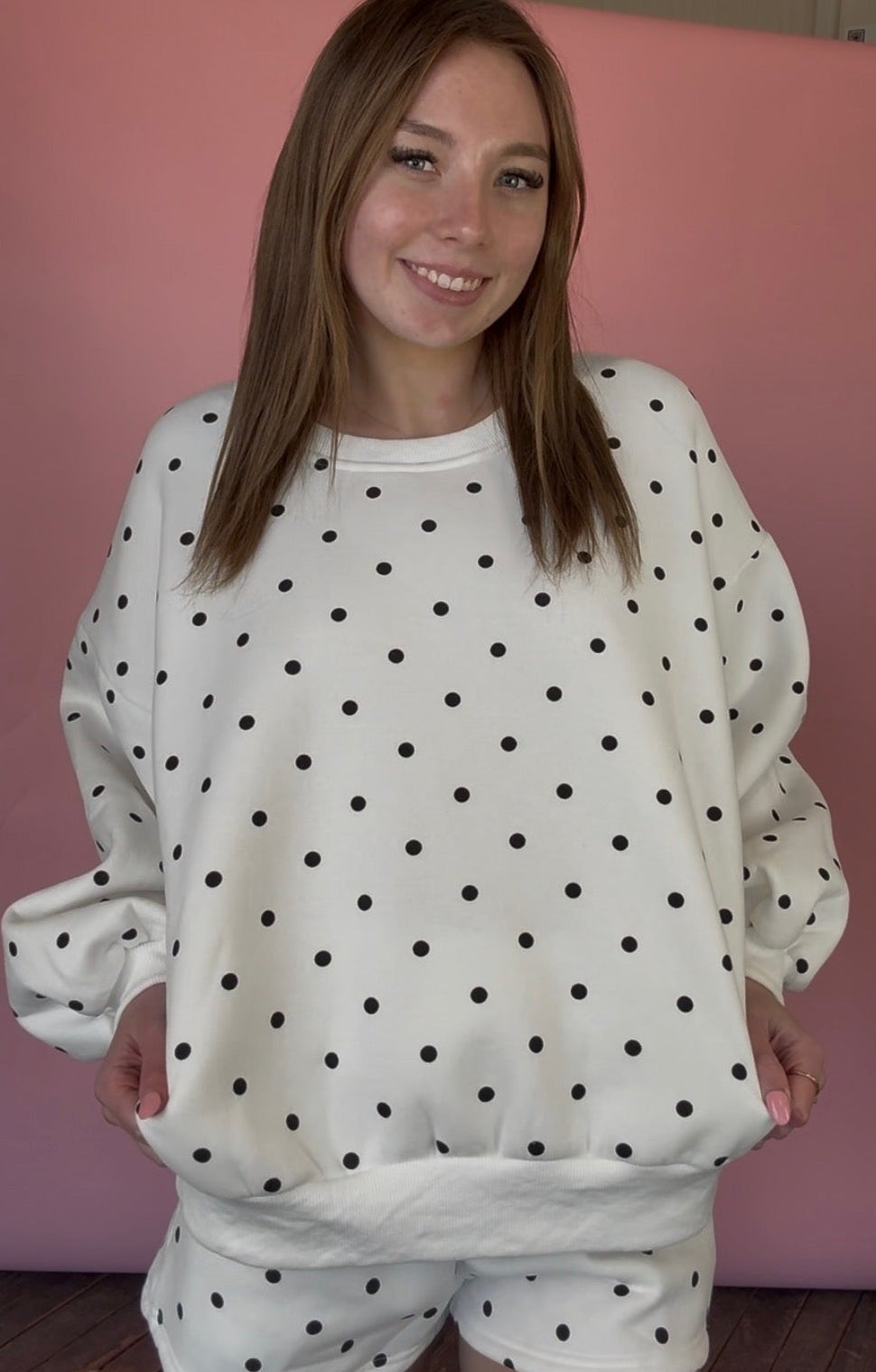 BLACK POLK-A-DOT FLEECE SET