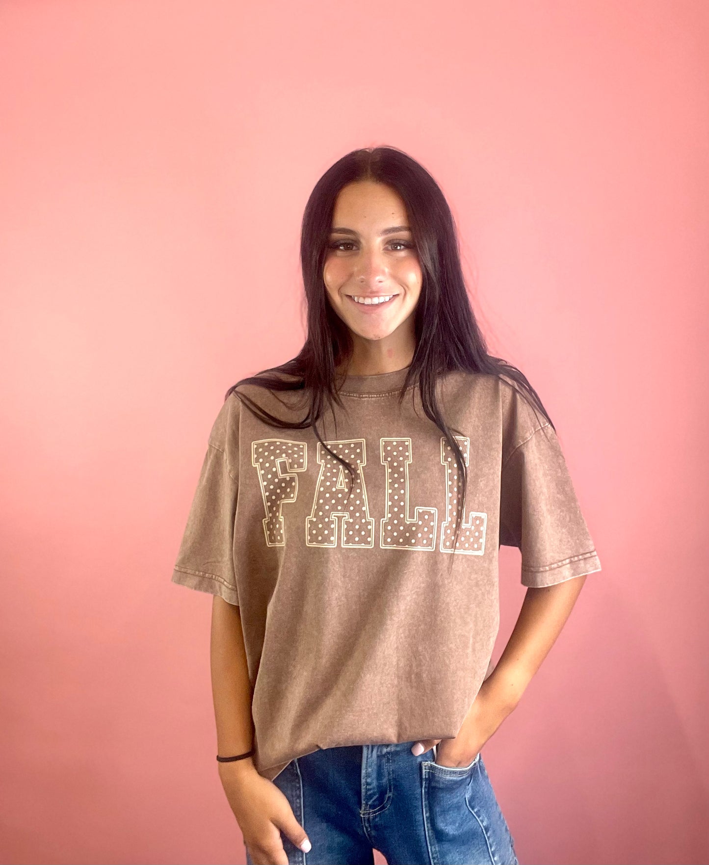 BROWN FALL DOTS TEE