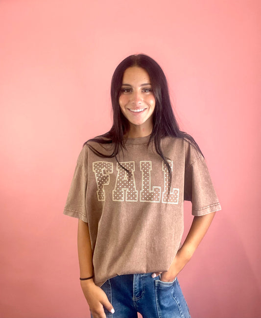 BROWN FALL DOTS TEE