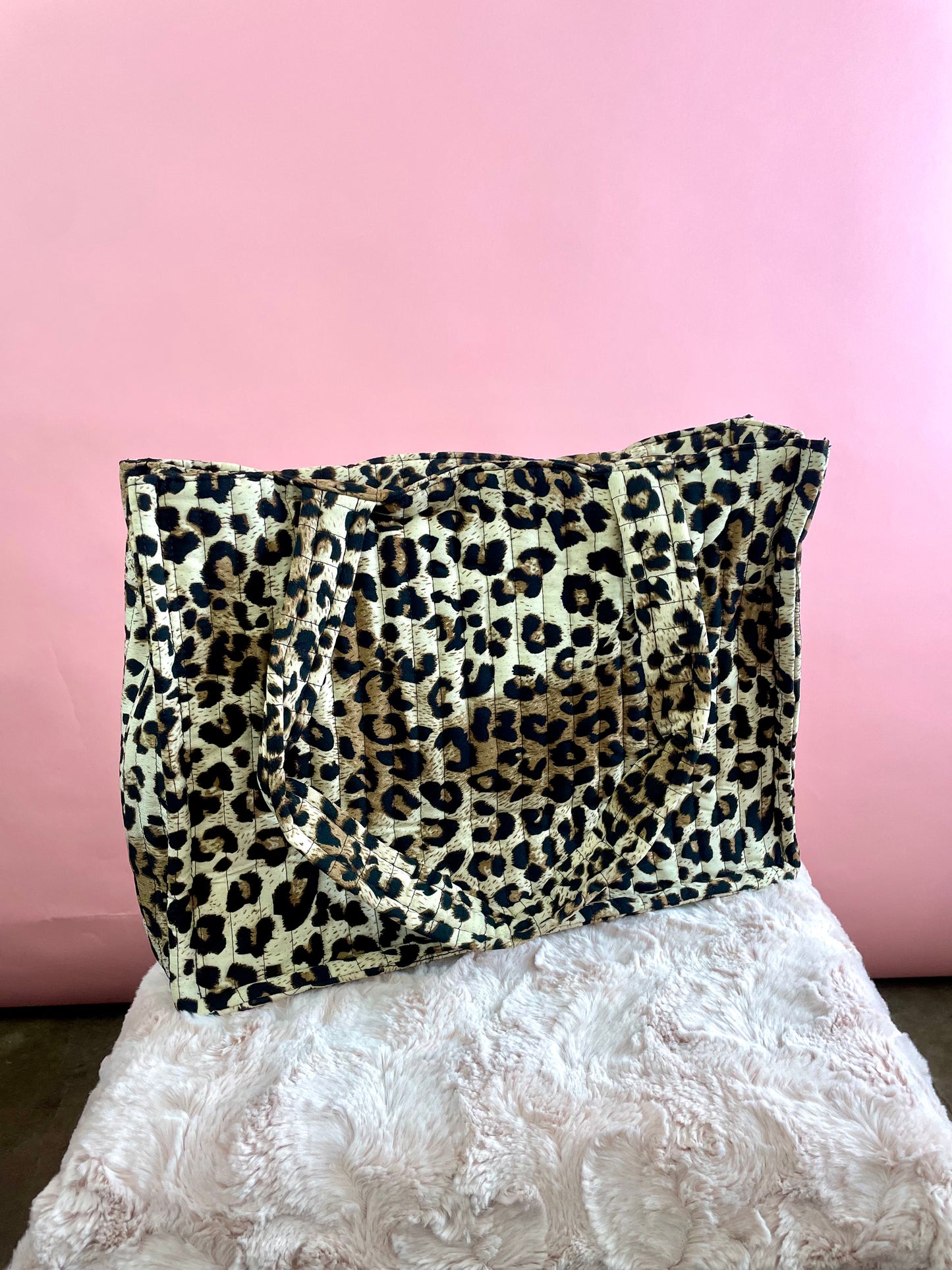 QUILTED LEOPARD TOTE