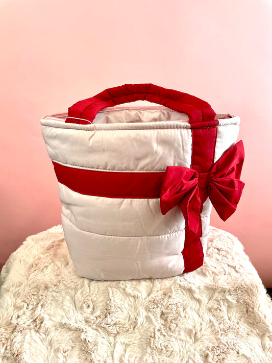 PINK QUILTED BOW TOTE