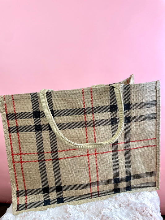 BB BURLAP LARGE TOTE