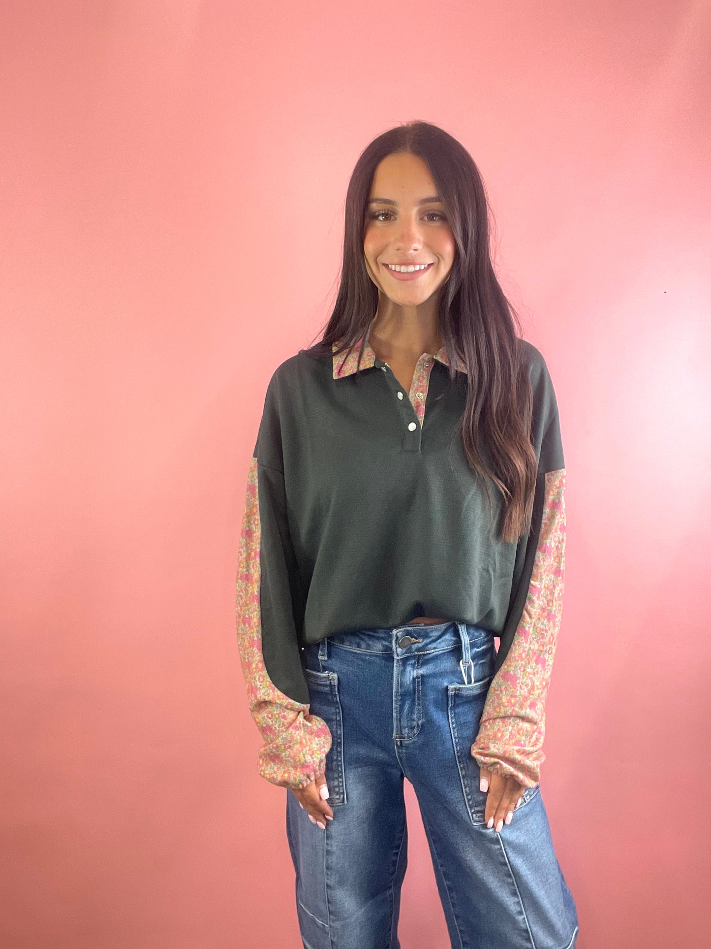 GREEN & FLORAL TOP