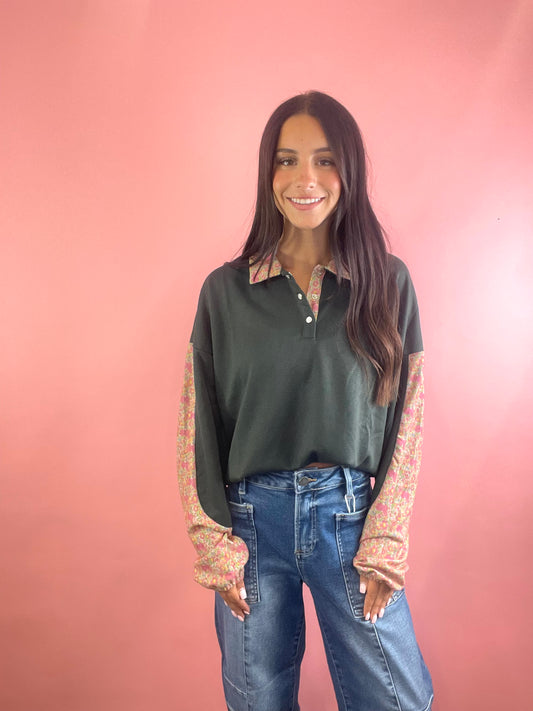 GREEN & FLORAL TOP