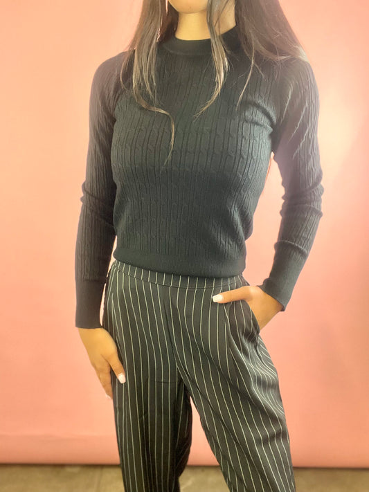 BLACK PINSTRIPE PANT