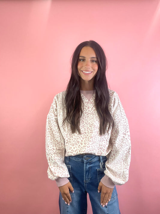 PINK A.P. RIBBED SWEATSHIRT TOP