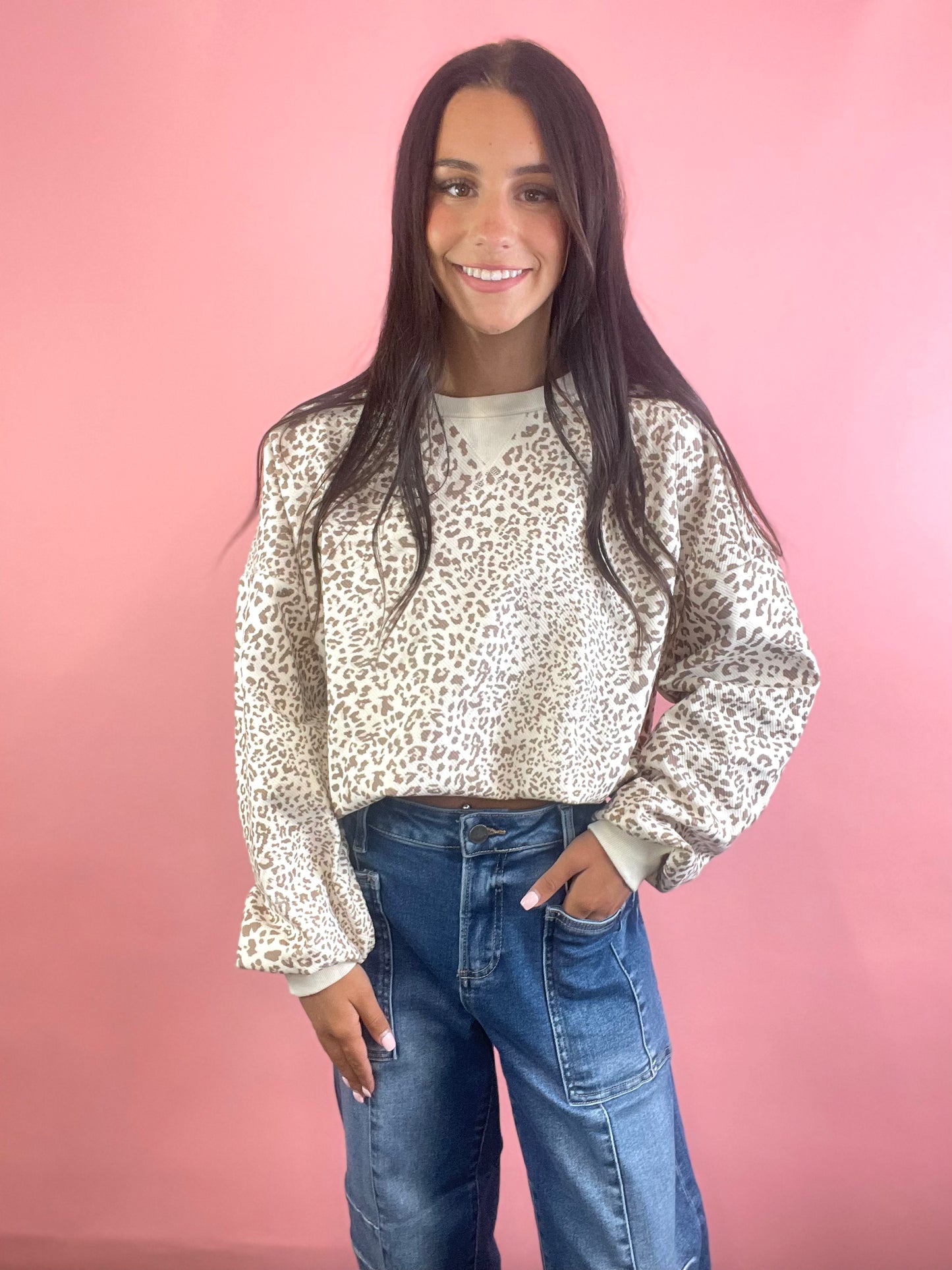 CREAM A.P. RIBBED SWEATSHIRT TOP