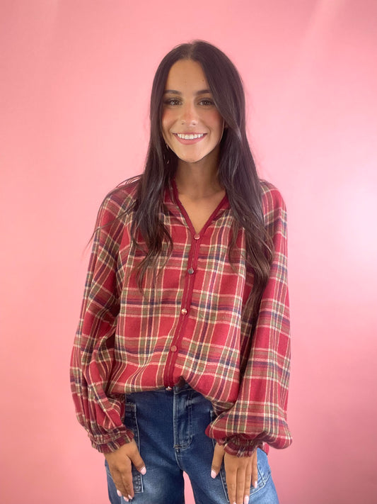 RED FLANNEL POET TOP