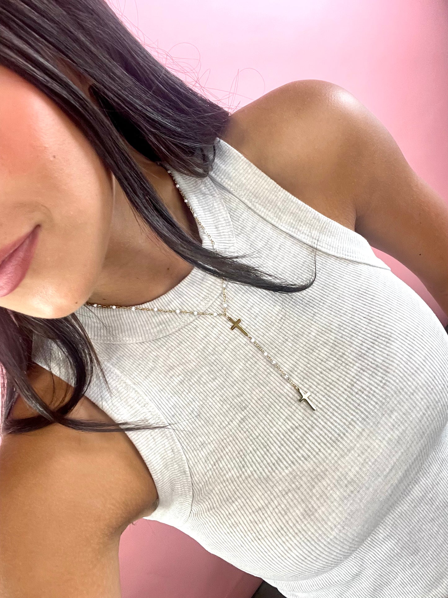 YOU'RE ENOUGH DOUBLE CROSS NECKLACE