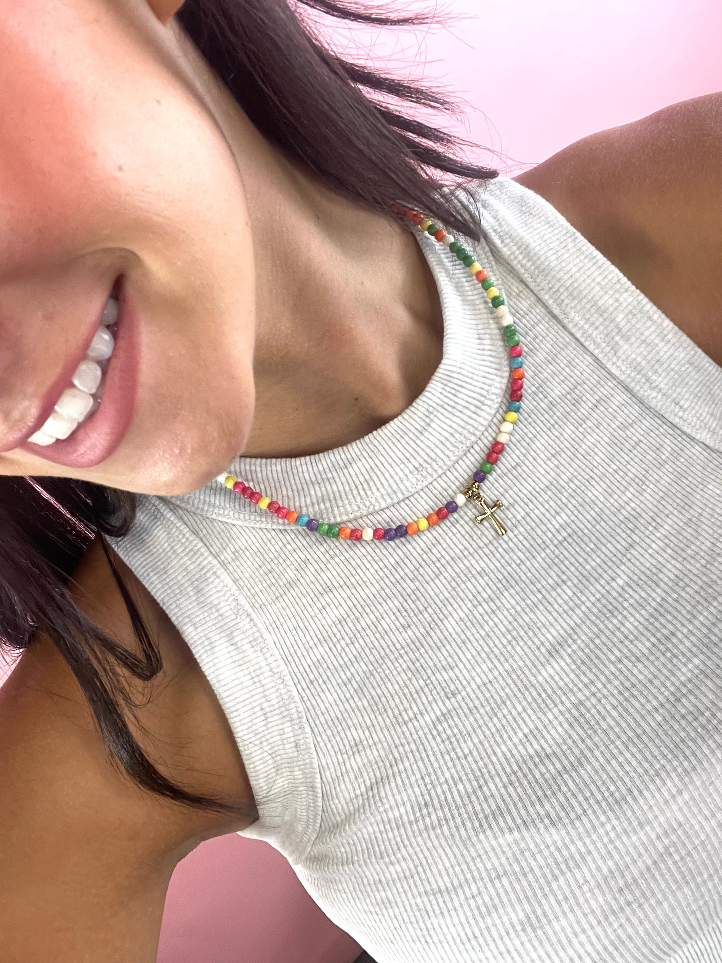 YOU'RE ENOUGH WOODEN BEADED NECKLACE