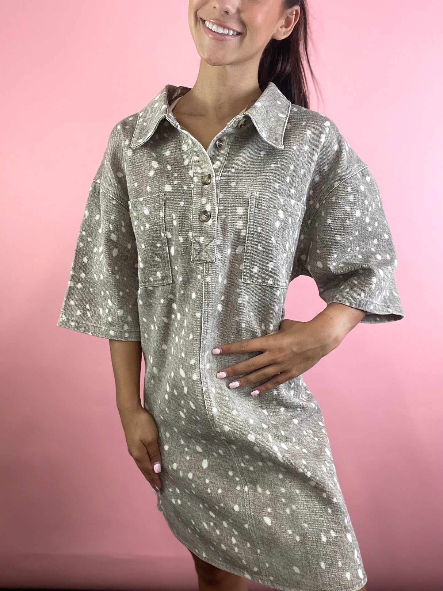 BROWN FAWN DENIM DRESS