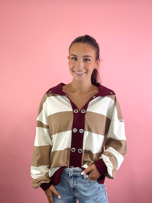 MOCHA COLORBLOCK GROMMET TOP