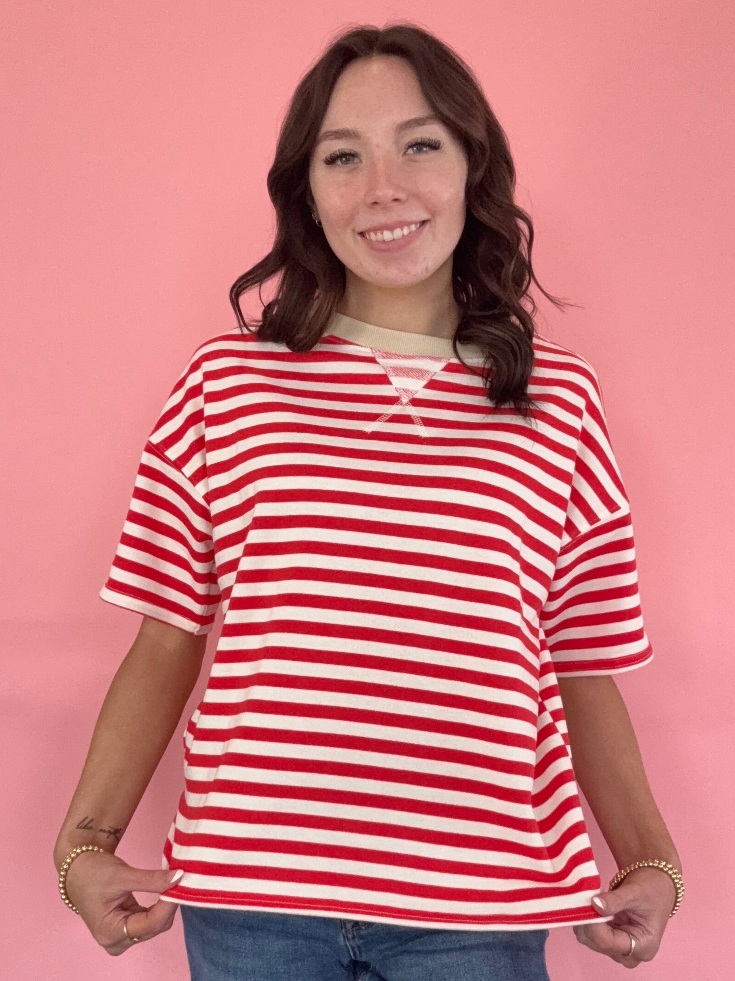 OVERSIZED RED STRIPED TOP