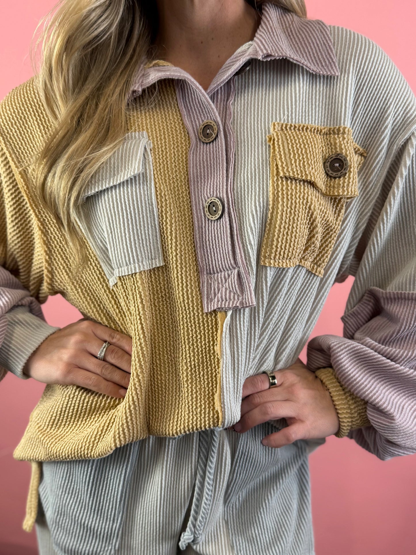 FALL COLORBLOCK RIBBED SET