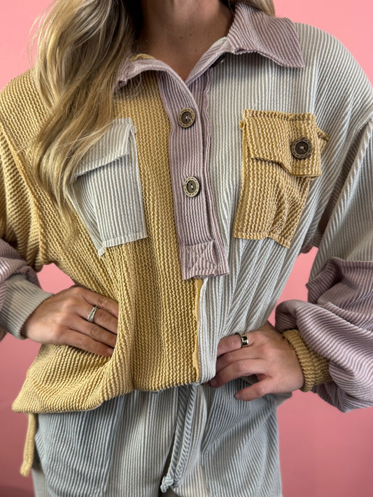 FALL COLORBLOCK RIBBED SET