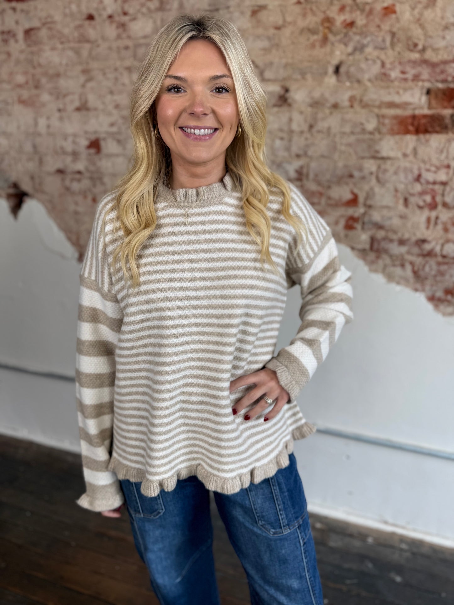 TAUPE STRIPED SWEATER