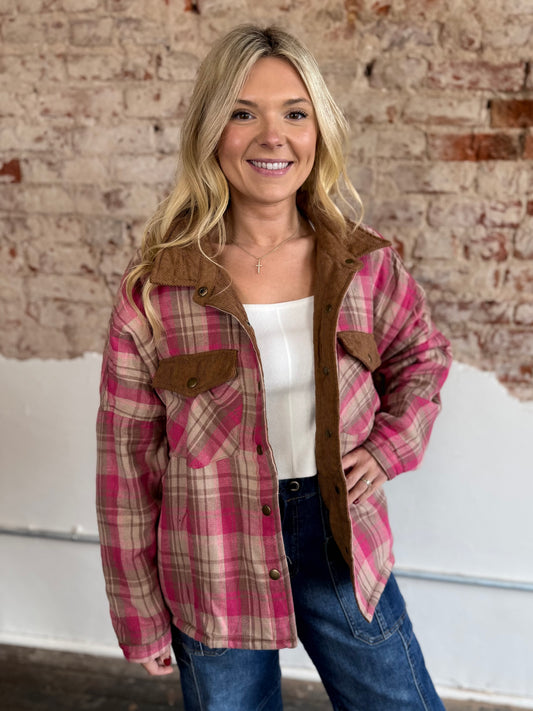 PINK AND BROWN REVERSIBLE SHACKET