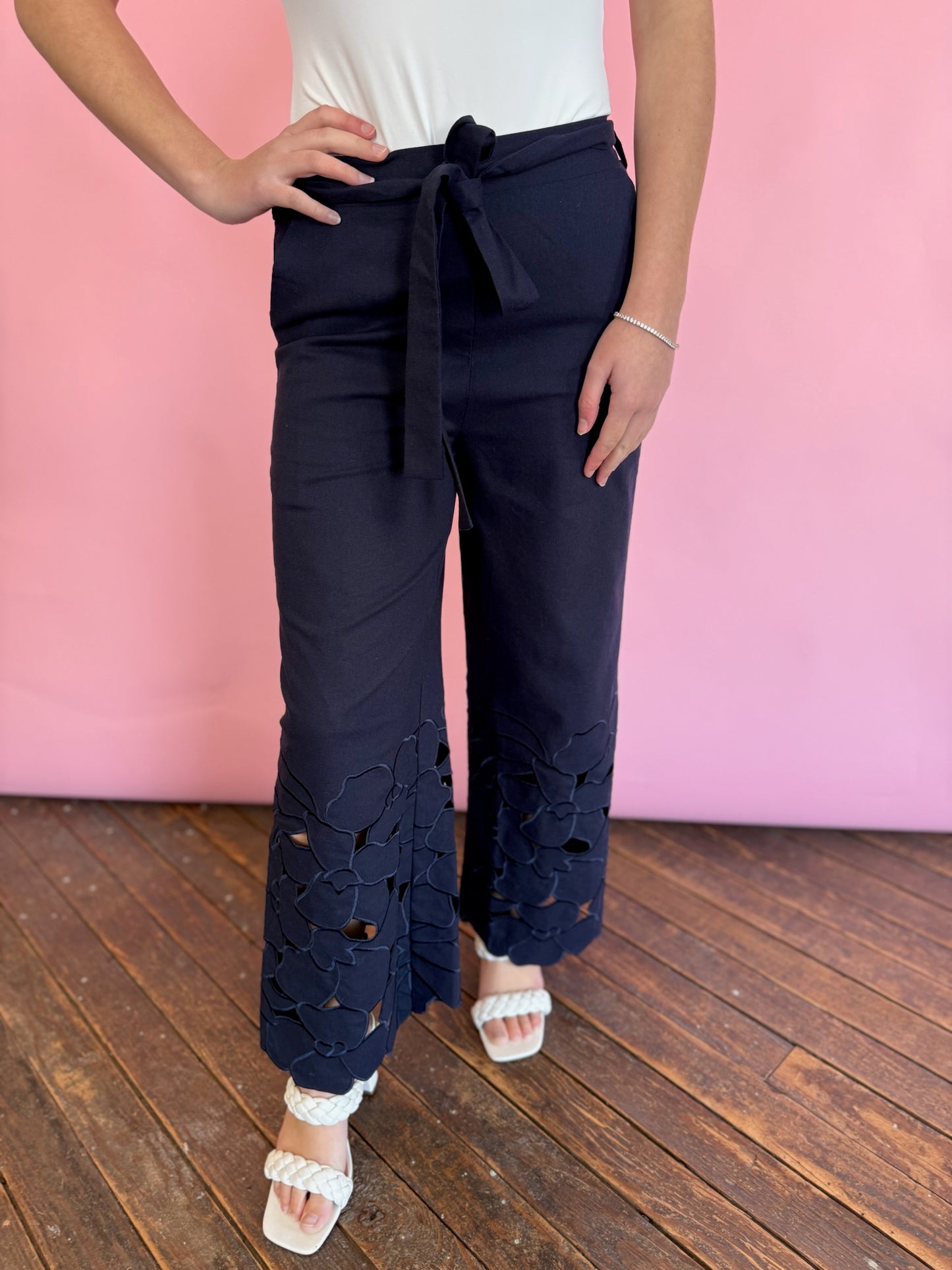 NAVY CUT OUT PANTS