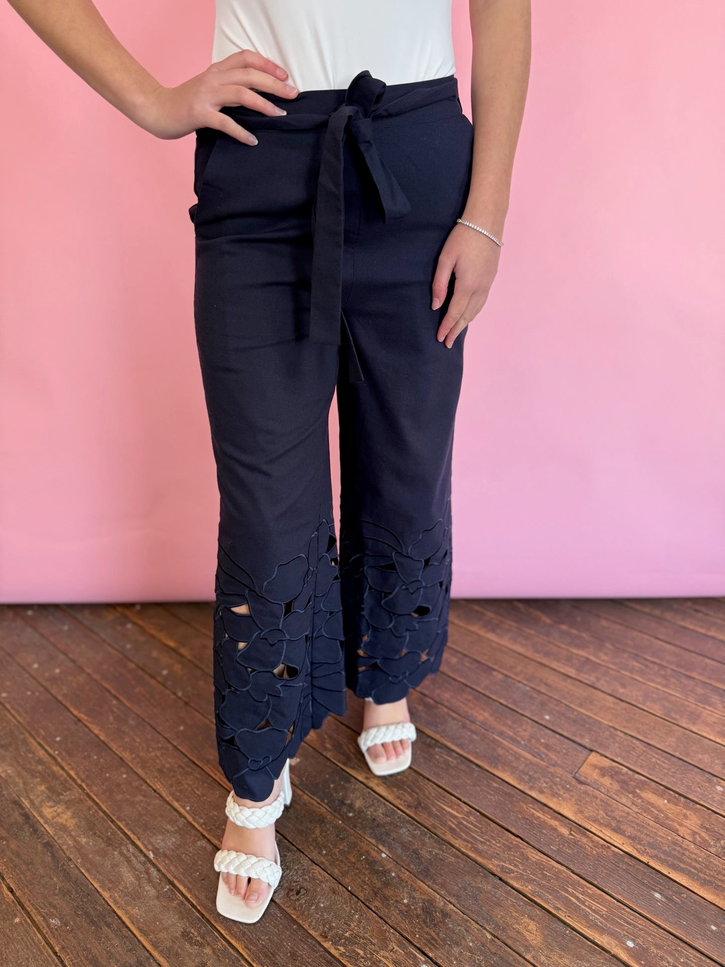 NAVY CUT OUT PANTS