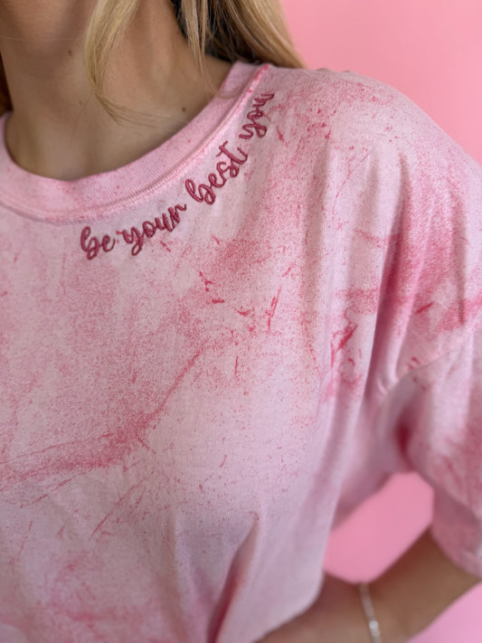 PINK MARBLED BE YOUR BEST YOU TEE
