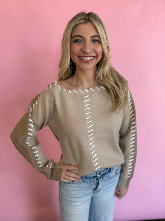 TWO TONE STITCH SWEATER