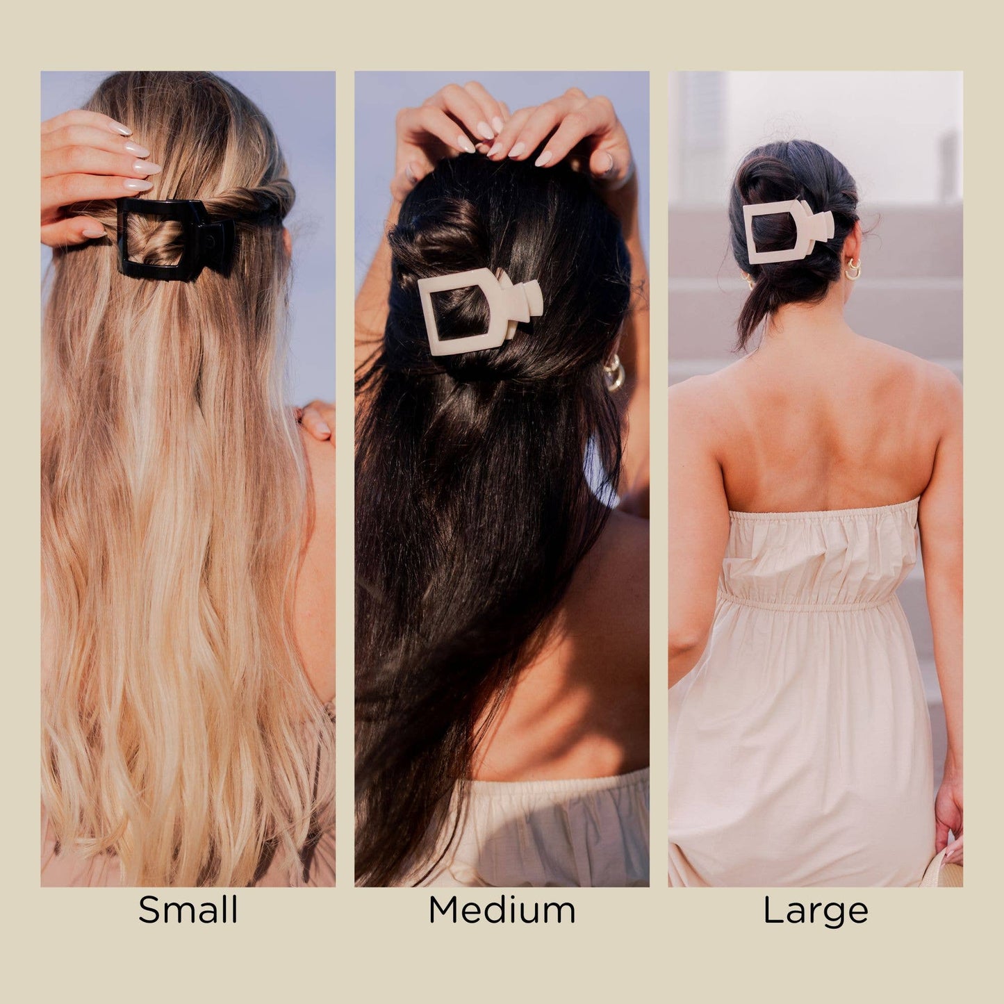 Square Flat Hair Clip | Medium | Almond Beige