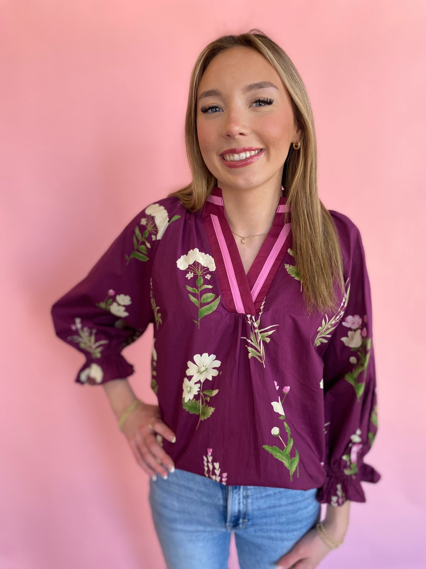 PLUM L/W FLORAL TOP