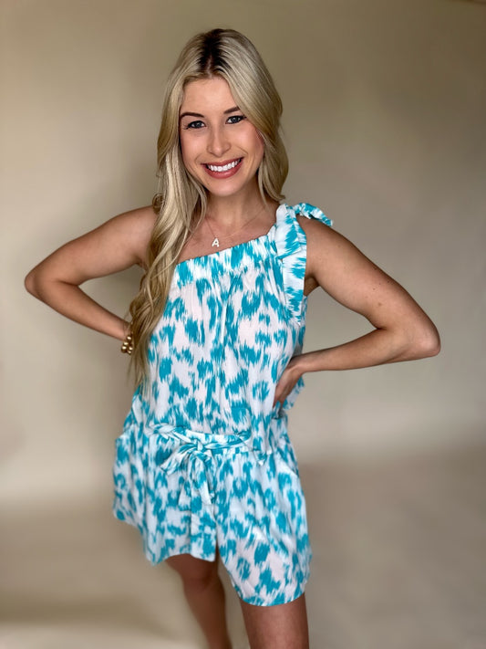 TURQUOISE ONE SHOULDER SET