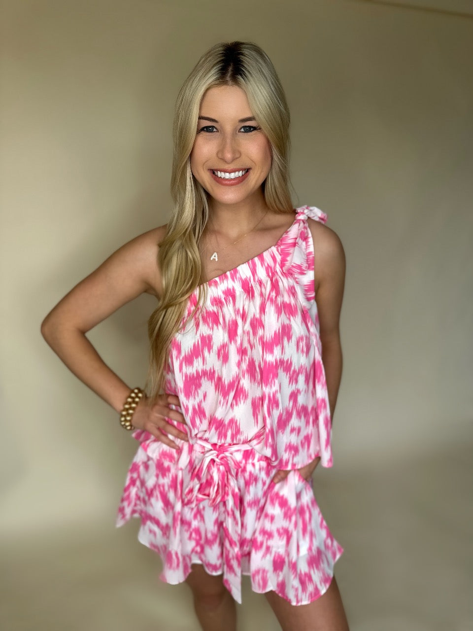 PINK ONE SHOULDER SET