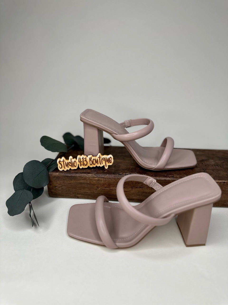 NUDE TWO STRAP HEEL