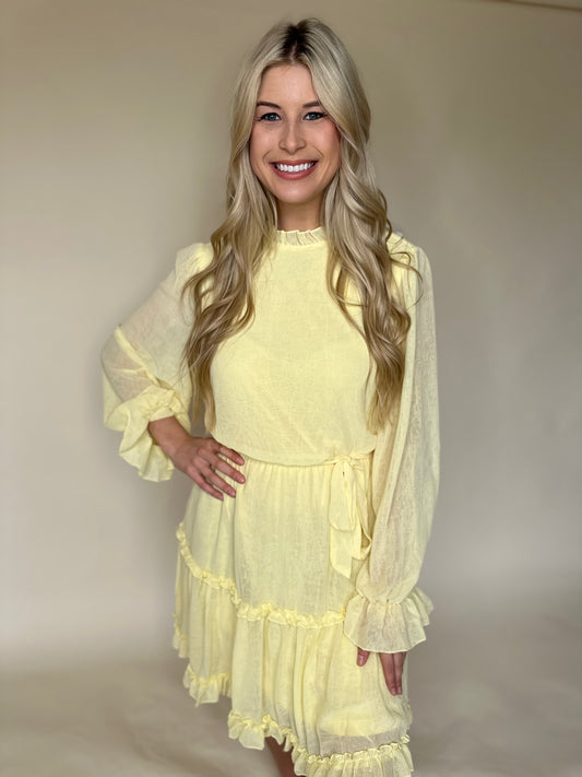 HIGH NECK LONG SLEEVE SUMMER DRESS