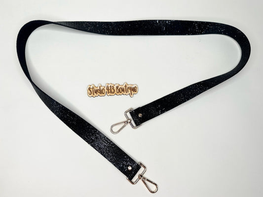 BLACK RHINESTONE PURSE STRAP
