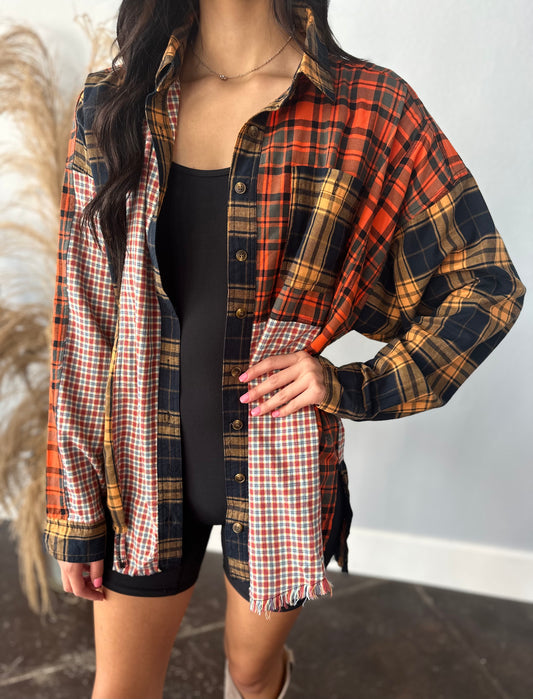 ULTIMATE NAVY MULTI PLAID BUTTON UP