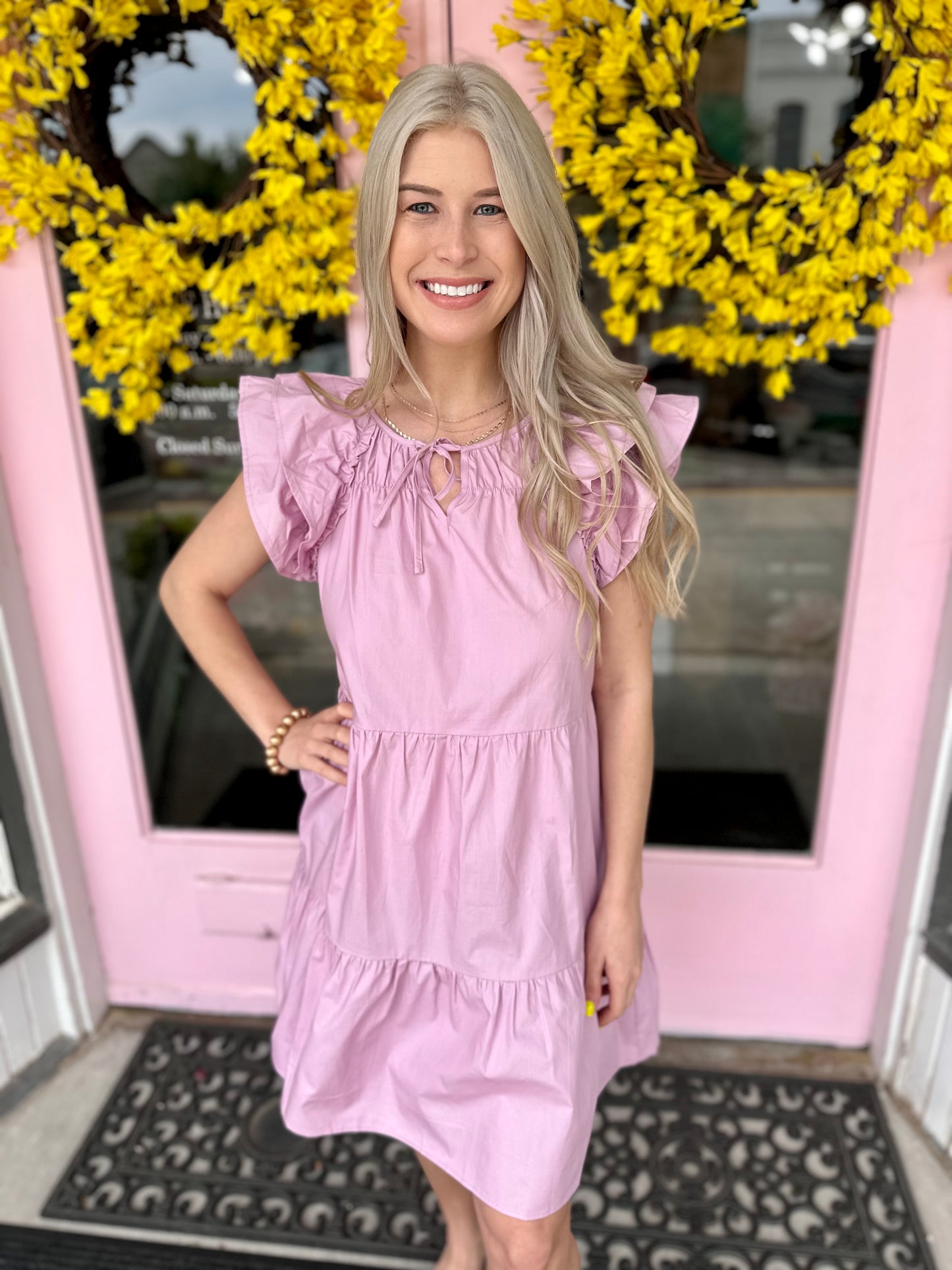 PERIWINKLE RUFFLE SLEEVE DRESS