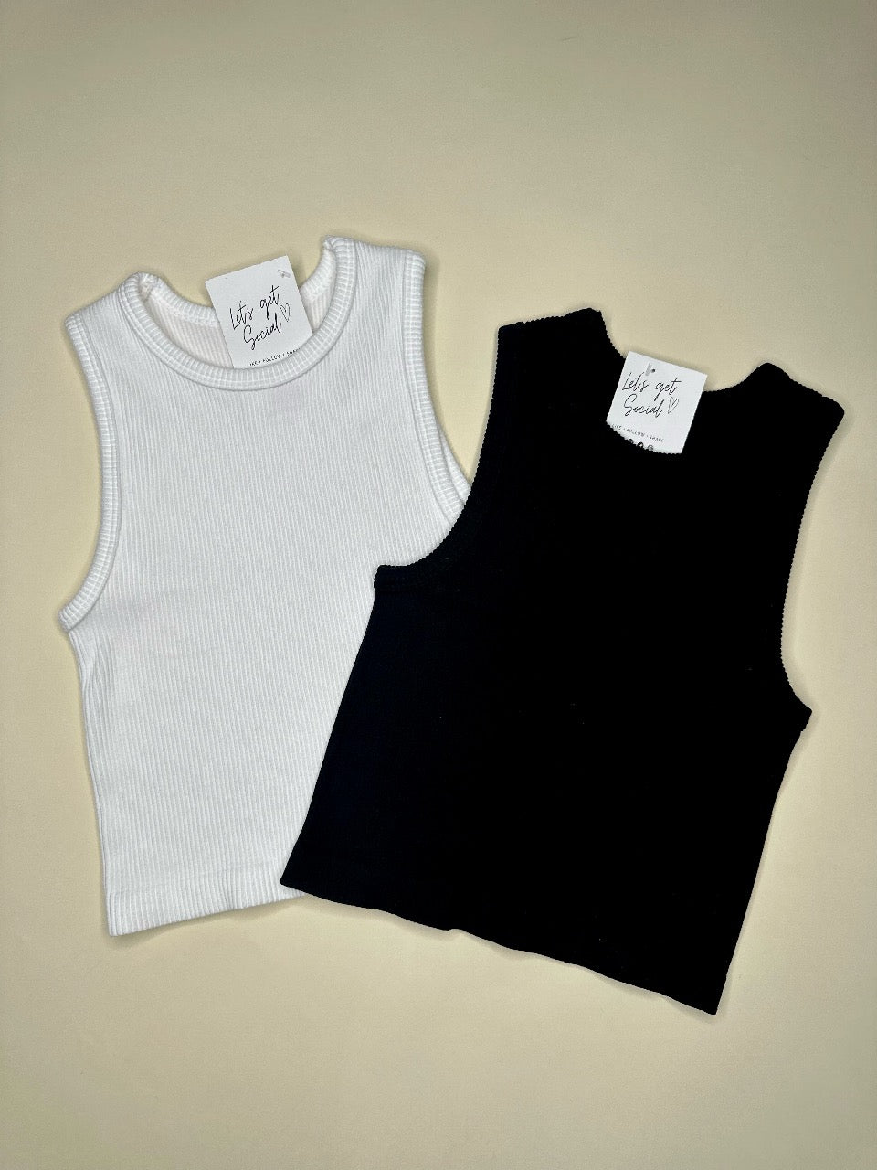 WHITE RIBBED TO STREET ONE SIZE TANK