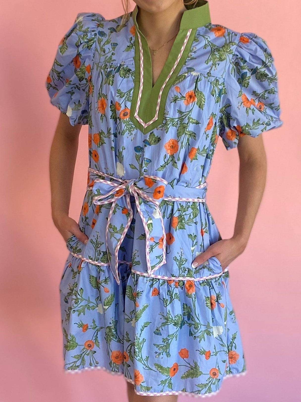 BLUE & GREEN FLORAL DRESS
