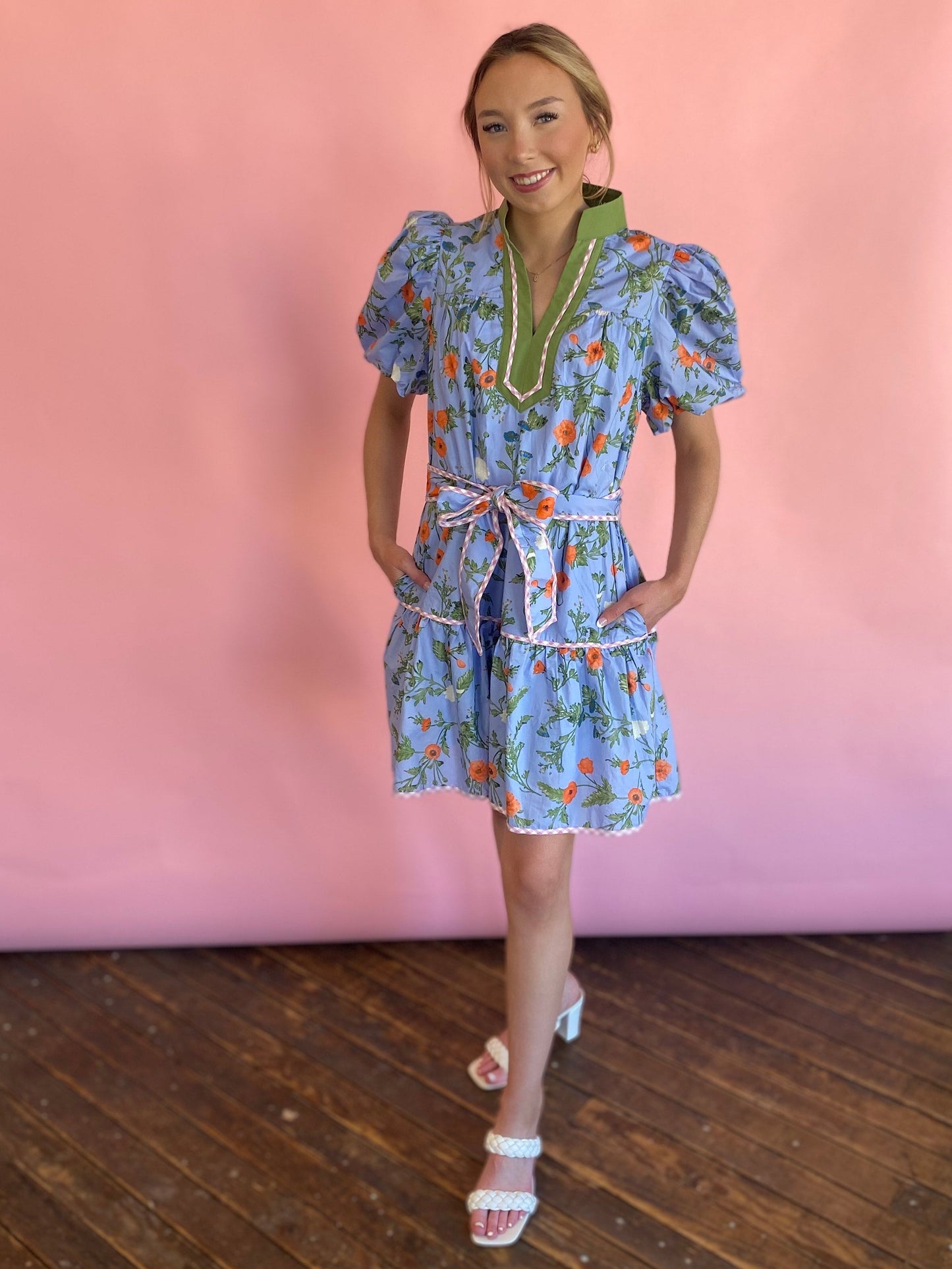 BLUE & GREEN FLORAL DRESS