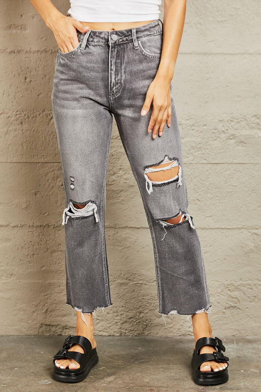 MID RISE CROPPED DAD JEANS