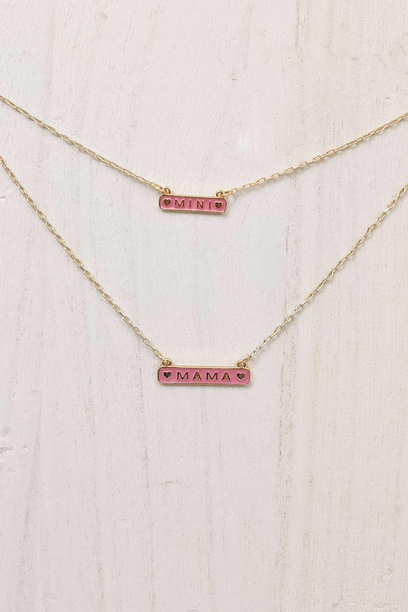 MAMA/MINI NECKLACE SET PINK
