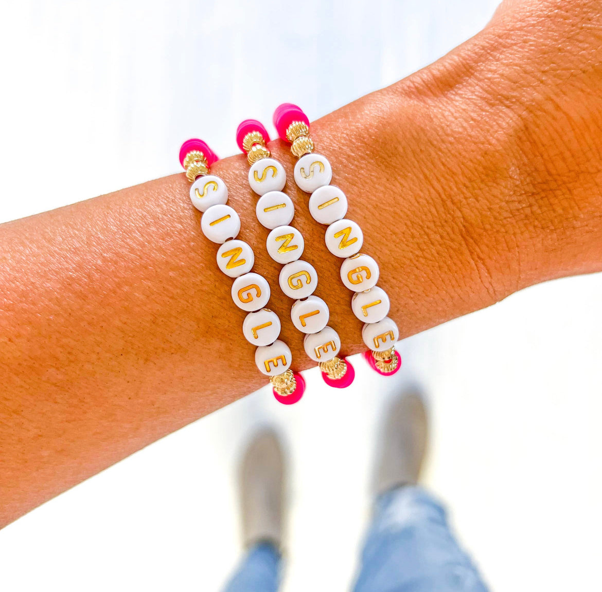 PINK SINGLE BEADED BRACELET