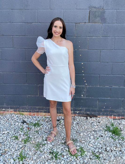 WHITE ONE SHOULDER DRESS